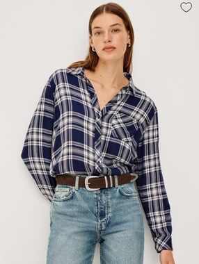 Rails Navy and White Hunter Plaid Button-Front Shirt XXL NWOT